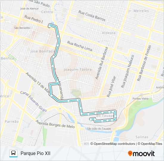 Mapa da linha 602 PARQUE PIO XII / ANA GONÇALVES / CENTRO de ônibus