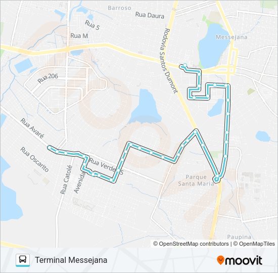 Mapa da linha 636 CONJUNTO PALMEIRAS / PARQUE SANTA MARIA de ônibus