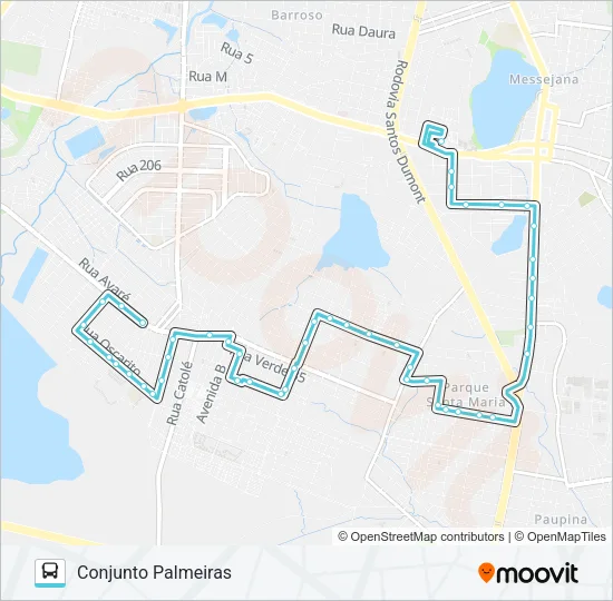 636 CONJUNTO PALMEIRAS / PARQUE SANTA MARIA Bus Line Map