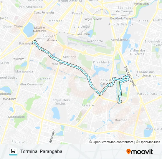 352 SOLAR DAS ÁGUAS / GREEN PARK / PARANGABA Bus Line Map