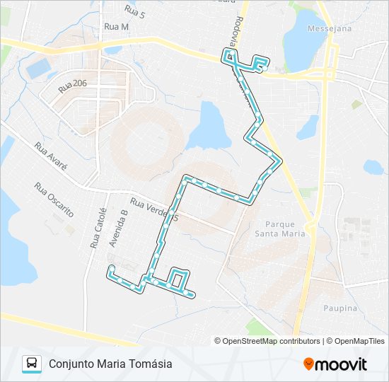 Mapa da linha 667 MARIA TOMÁSIA / LUIZ GONZAGA / MESSEJANA de ônibus