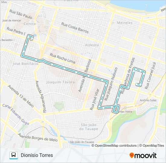 702 ANTÔNIO SALES / DIONÍSIO TORRES / CENTRO Bus Line Map