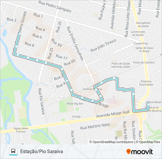 Mapa de 214 ESTAÇÃO / PIO SARAIVA I / ANTÔNIO BEZERRA de autobús