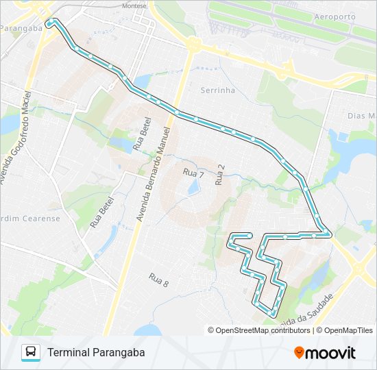 Mapa da linha 306 PASSARÉ / VIA CONJUNTO SUMARÉ / PARANGABA de ônibus