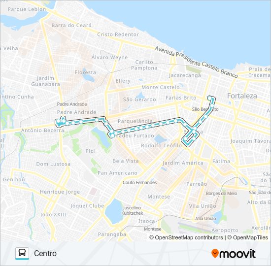 Mapa da linha 389 ANTÔNIO BEZERRA / JOVITA FEITOSA / CENTRO de ônibus