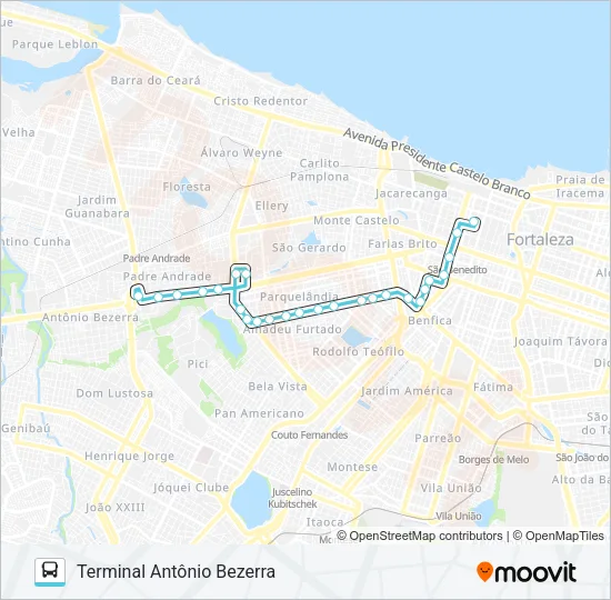 389 ANTÔNIO BEZERRA / JOVITA FEITOSA / CENTRO Bus Line Map