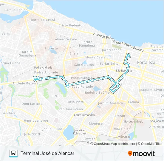389 ANTÔNIO BEZERRA / JOVITA FEITOSA / CENTRO Bus Line Map