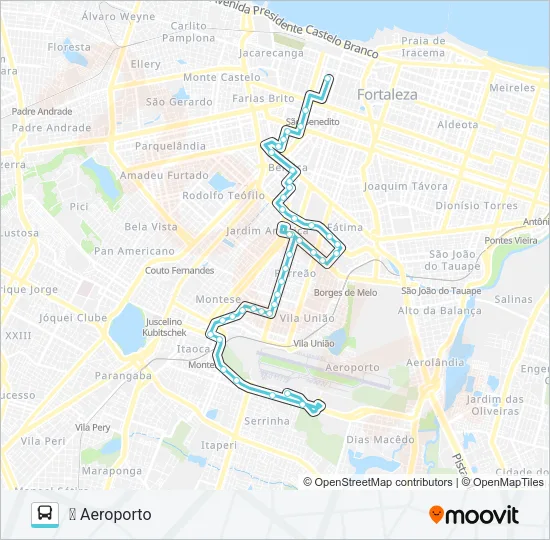 404 AEROPORTO / BENFICA / RODOVIÁRIA / CENTRO Bus Line Map