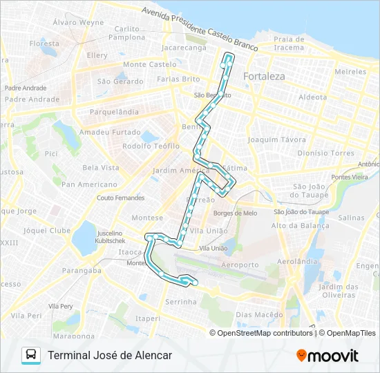 404 AEROPORTO / BENFICA / RODOVIÁRIA / CENTRO Bus Line Map