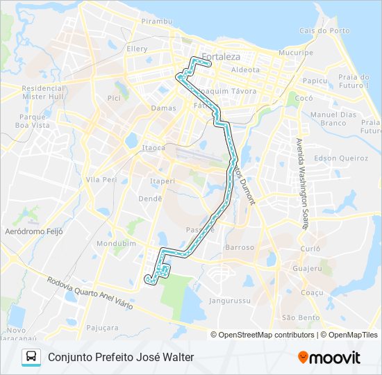 Mapa da linha 605 JOSÉ WALTER / BR-116 / AVENIDA I / CENTRO de ônibus