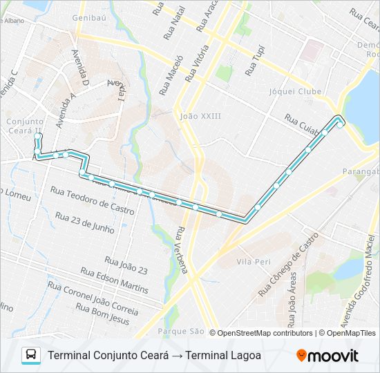 036 CORUJÃO / CONJUNTO CEARÁ / PAPICU / MONTESE Bus Line Map