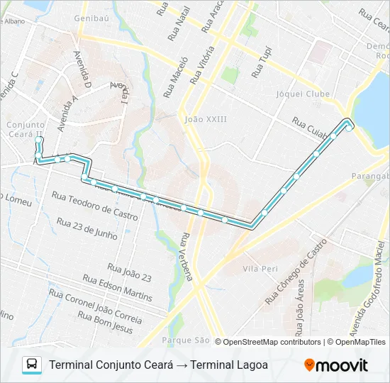 036 CORUJÃO / CONJUNTO CEARÁ / PAPICU / MONTESE Bus Line Map