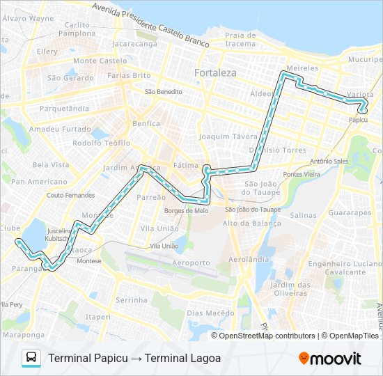 Mapa da linha 036 CORUJÃO / CONJUNTO CEARÁ / PAPICU / MONTESE de ônibus
