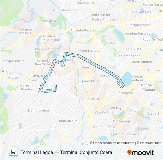 036 CORUJÃO / CONJUNTO CEARÁ / PAPICU / MONTESE Bus Line Map