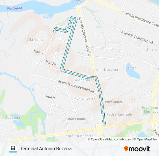 212 JARDIM GUANABARA / CONJUNTO NOVA ASSUNÇÃO I Bus Line Map