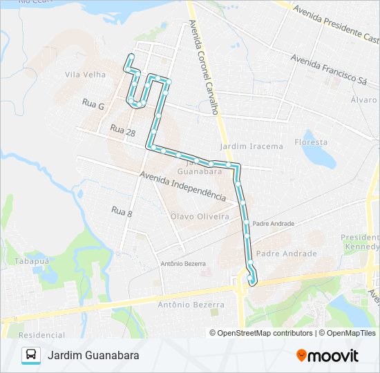 Mapa de 212 JARDIM GUANABARA / CONJUNTO NOVA ASSUNÇÃO I de autobús