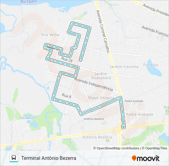 058 CORUJÃO / JARDIM GUANABARA / NOVA ASSUNÇÃO II Bus Line Map