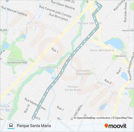 Mapa de 370 PARQUE SANTA MARIA / NOVA ESPERANÇA / SIQUEIRA de autobús