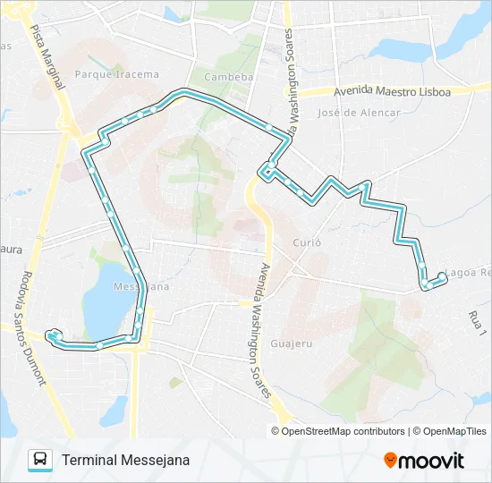 614 CURIÓ / TERMINAL WASHINGTON SOARES / MESSEJANA Bus Line Map
