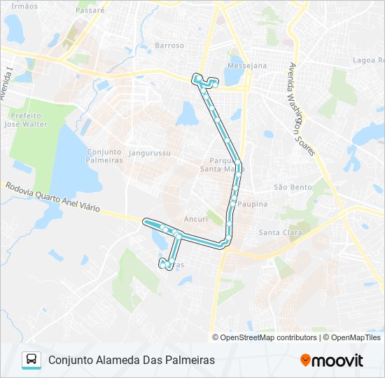 Mapa da linha 681 ALAMEDA DAS PALMEIRAS / BAIRRO NOVO / MESSEJANA de ônibus