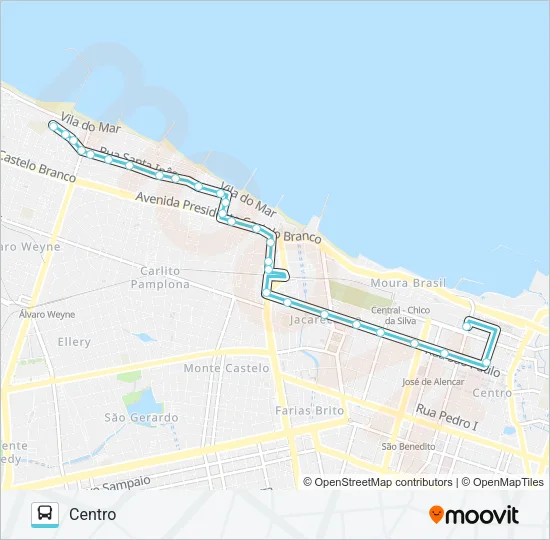 102 VILA SANTO ANTÔNIO / NOSSA SENHORA GRAÇAS / CENTRO Bus Line Map