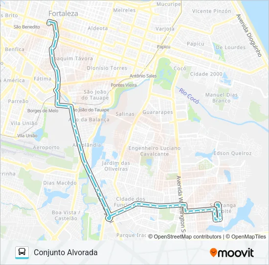 610 CIDADE DOS FUNCIONÁRIOS / CONJUNTO ALVORADA / CENTRO Bus Line Map