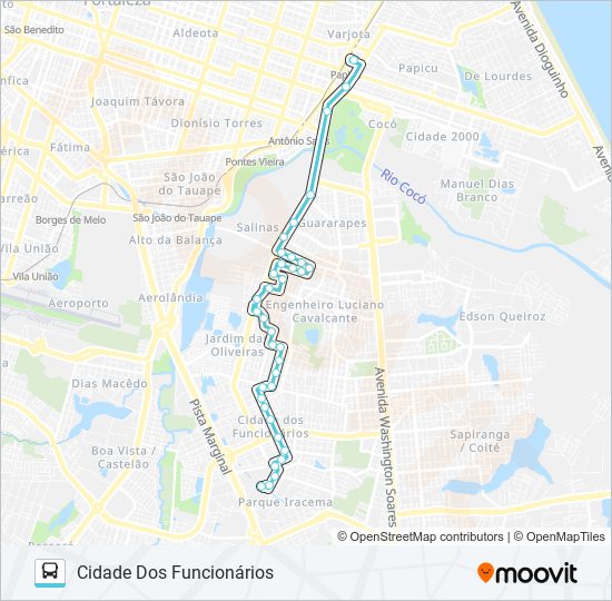 Mapa da linha 825 CIDADE DOS FUNCIONÁRIOS / PAPICU / JARDIM DAS OLIVEIRAS de ônibus