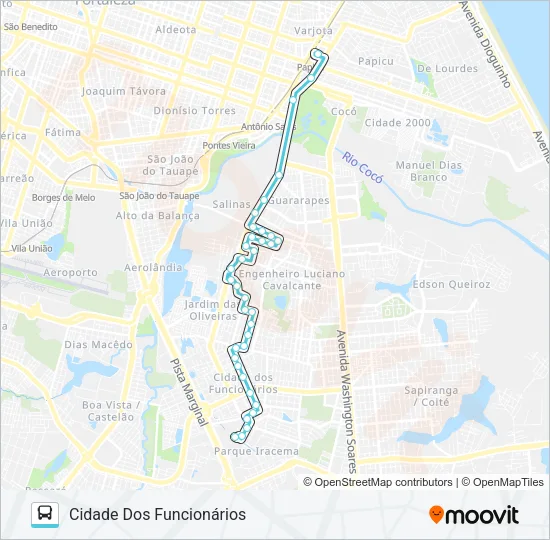 825 CIDADE DOS FUNCIONÁRIOS / PAPICU / JARDIM DAS OLIVEIRAS Bus Line Map