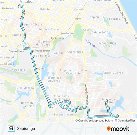 611 CIDADE DOS FUNCIONÁRIOS / COFECO / LAGO JACAREY / CENTRO Bus Line Map