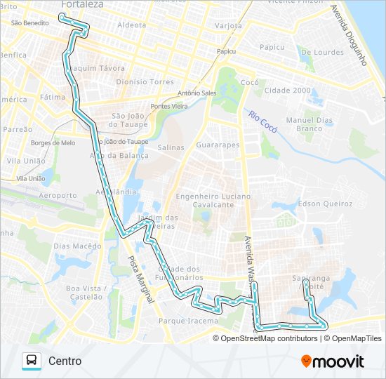 Mapa da linha 611 CIDADE DOS FUNCIONÁRIOS / COFECO / LAGO JACAREY / CENTRO de ônibus