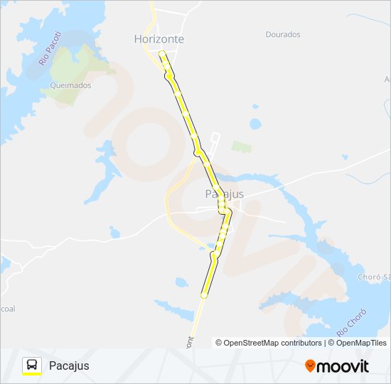 Mapa da linha 03 HORIZONTE / PACAJUS de ônibus