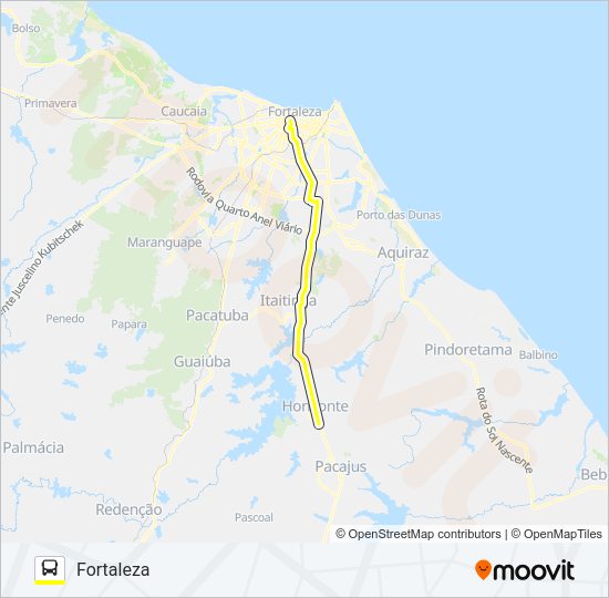 Mapa da linha 404604 HORIZONTE / FORTALEZA de ônibus