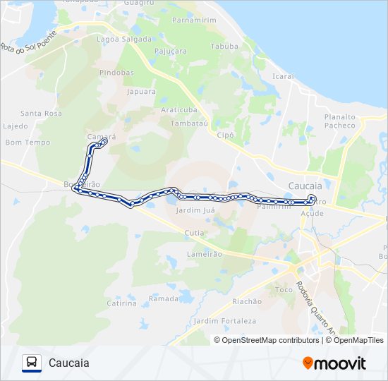 Mapa da linha 007 CAMARÁ (MUNICIPAL) de ônibus