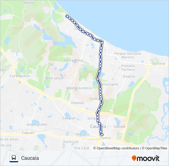 Mapa da linha 029 ICARAÍ (MUNICIPAL) de ônibus