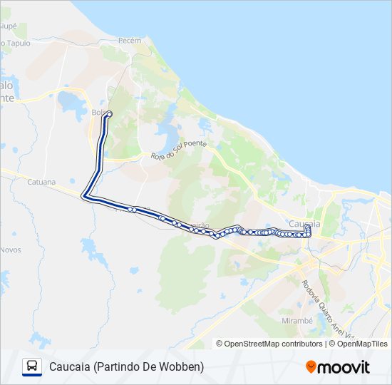 Mapa da linha 005 PRIMAVERA (MUNICIPAL) de ônibus