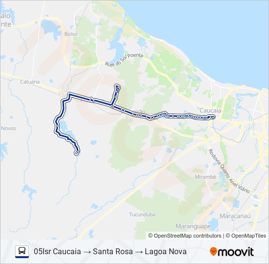 Mapa da linha 005 PRIMAVERA (MUNICIPAL) de ônibus