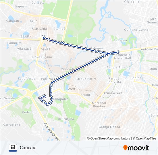 Mapa da linha 010 METRÓPOLE (MUNICIPAL) de ônibus