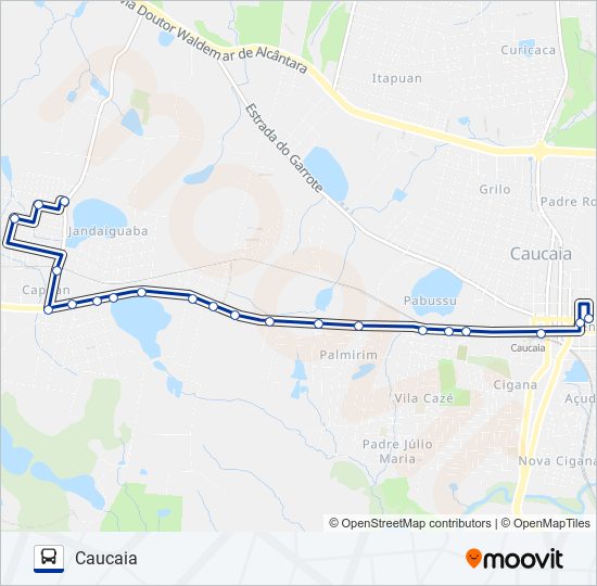Mapa da linha 042 JANDAIGUABA (MUNICIPAL) de ônibus