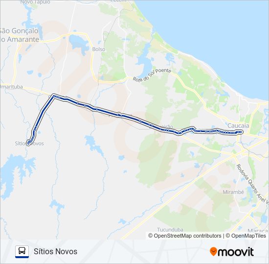 Mapa de 035 SÍTIOS NOVOS (MUNICIPAL) de autobús