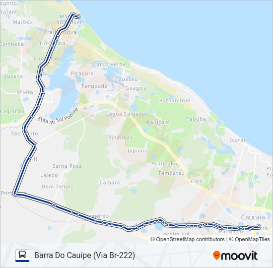 Mapa da linha 017 BARRA DO CAUÍPE (MUNICIPAL) de ônibus