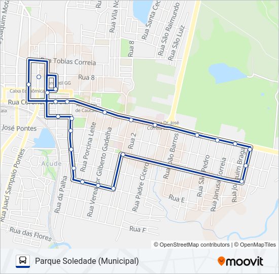Mapa da linha 023 PARQUE SOLEDADE (MUNICIPAL) de ônibus
