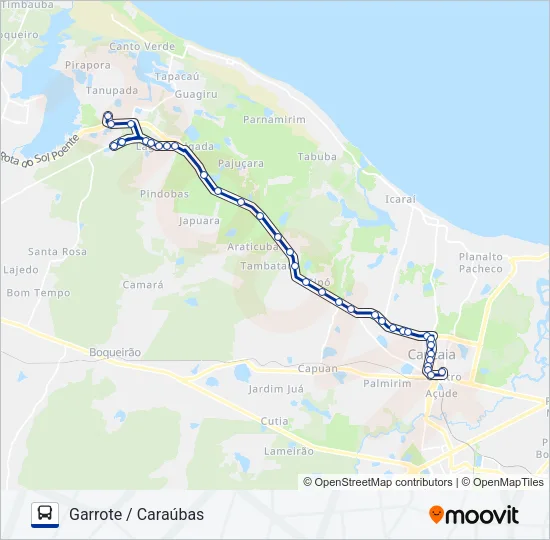 032 GARROTE / CARAÚBAS (MUNICIPAL) Bus Line Map