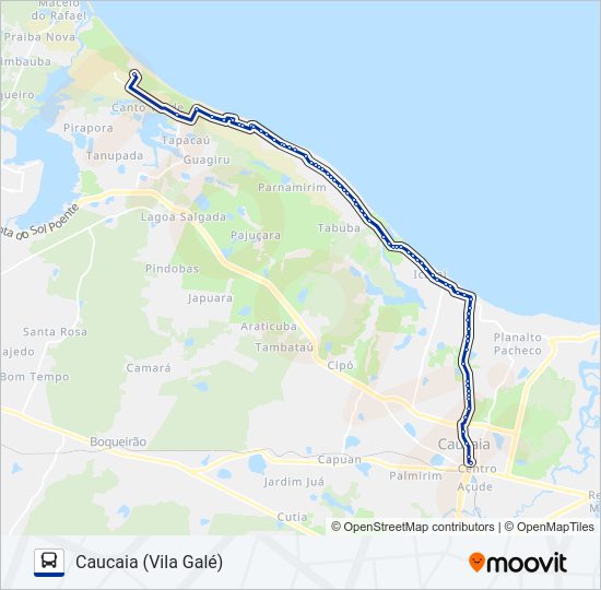 Mapa da linha 001 CUMBUCO / VIA ICARAÍ (MUNICIPAL) de ônibus