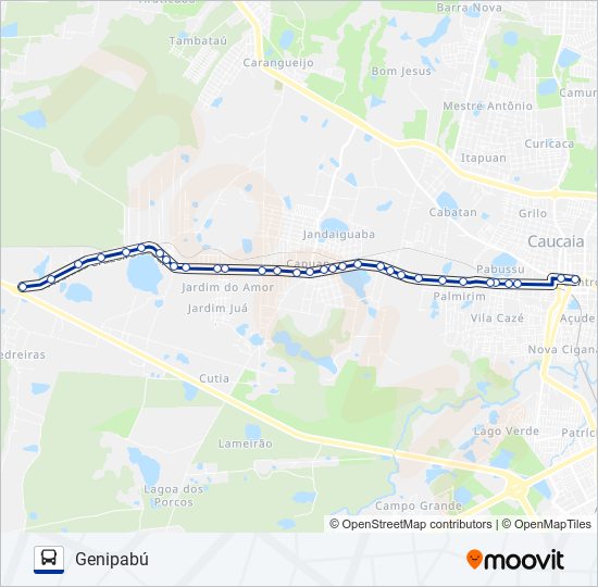 Mapa da linha 041 GENIPABÚ / JOTA DOIS (MUNICIPAL) de ônibus