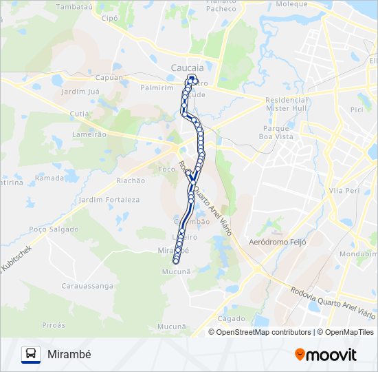 Mapa de 009 MIRAMBÉ VIA URUCUTUBA (MUNICIPAL) de autobús