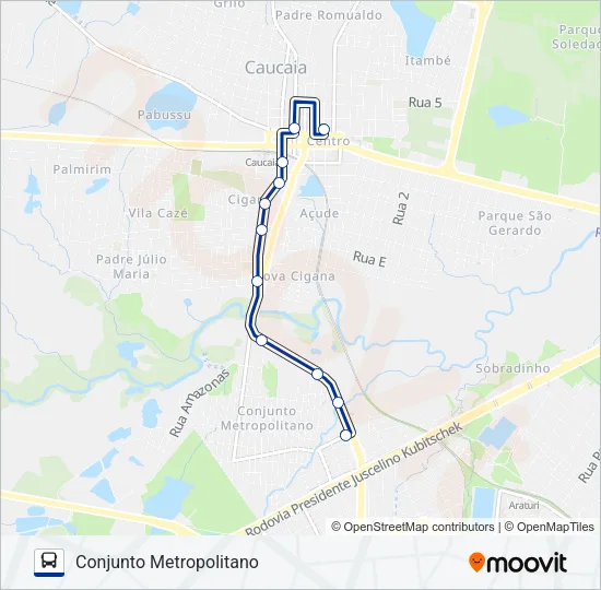 021 CONJUNTO METROPOLITANO (MUNICIPAL) Bus Line Map