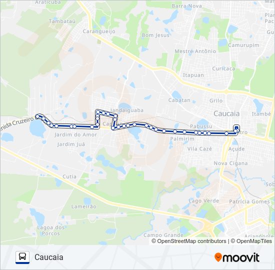 Mapa da linha 043 GENIPABU VIA JANDAIGUABA (MUNICIPAL) de ônibus
