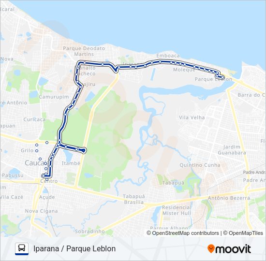 Mapa da linha 003 IPARANA / VIA PARQUE LEBLON (MUNICIPAL) de ônibus