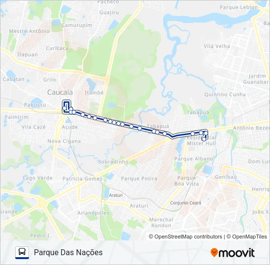 027 PARQUE DAS NAÇÕES VIA TABAPUÁ (MUNICIPAL) Bus Line Map