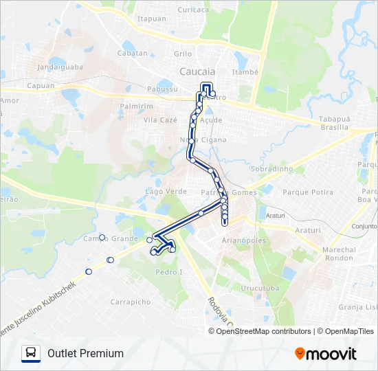 018 OUTLET PREMIUM / VIA INTEGRAÇÃO (MUNICIPAL) Bus Line Map